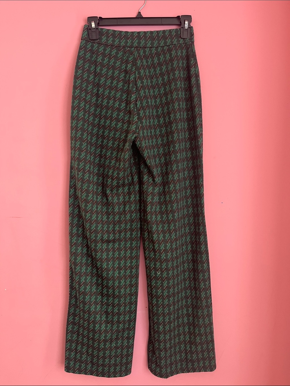 Zara 2pcs Set Green Patterned Wide-Leg Pants &PoloTop - Women's Stylish Trousers - Picture 9 of 16